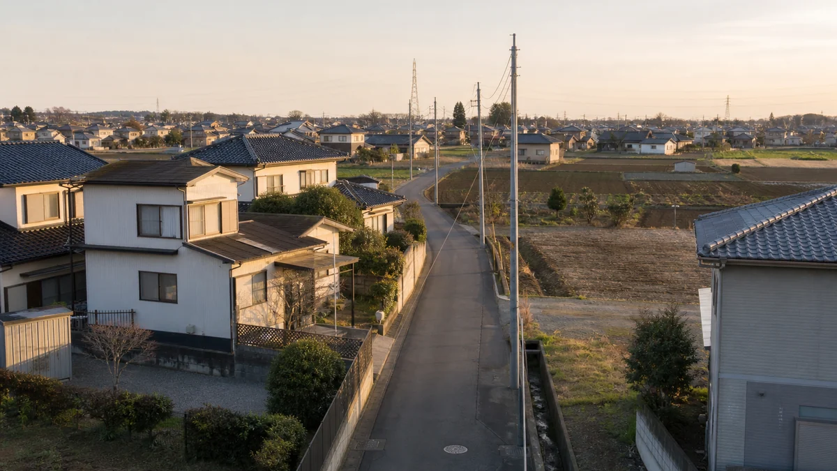 市街化調整区域の住宅と道路・畑を確認するイメージ