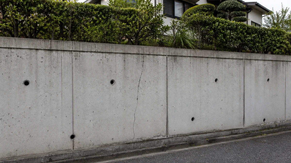 擁壁のある土地|境界・構造・ひび割れ・排水状態を確認するイメージ