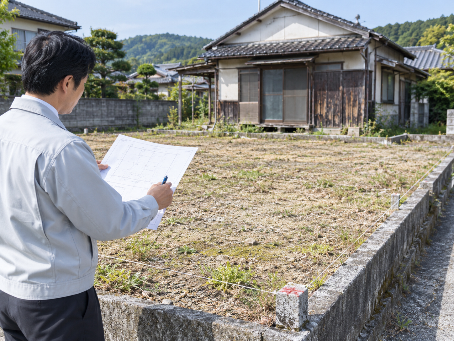 相続土地国庫帰属制度の対象外となる建物や境界を確認するイメージ