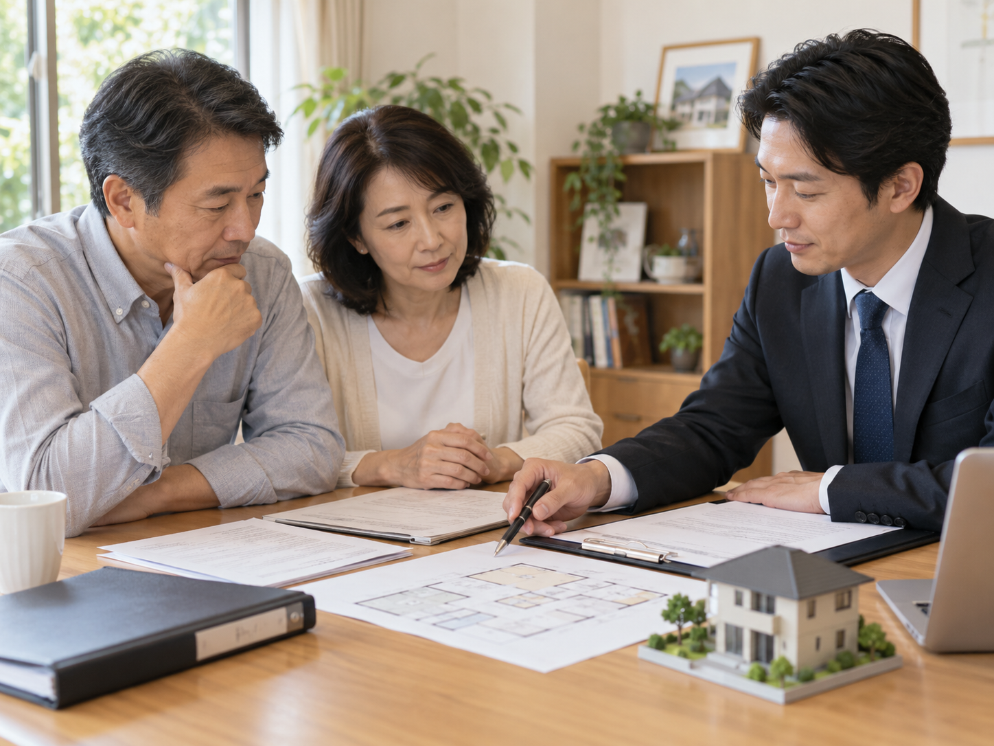 認知症の相続人がいる相続不動産について家族と専門家が相談するイメージ