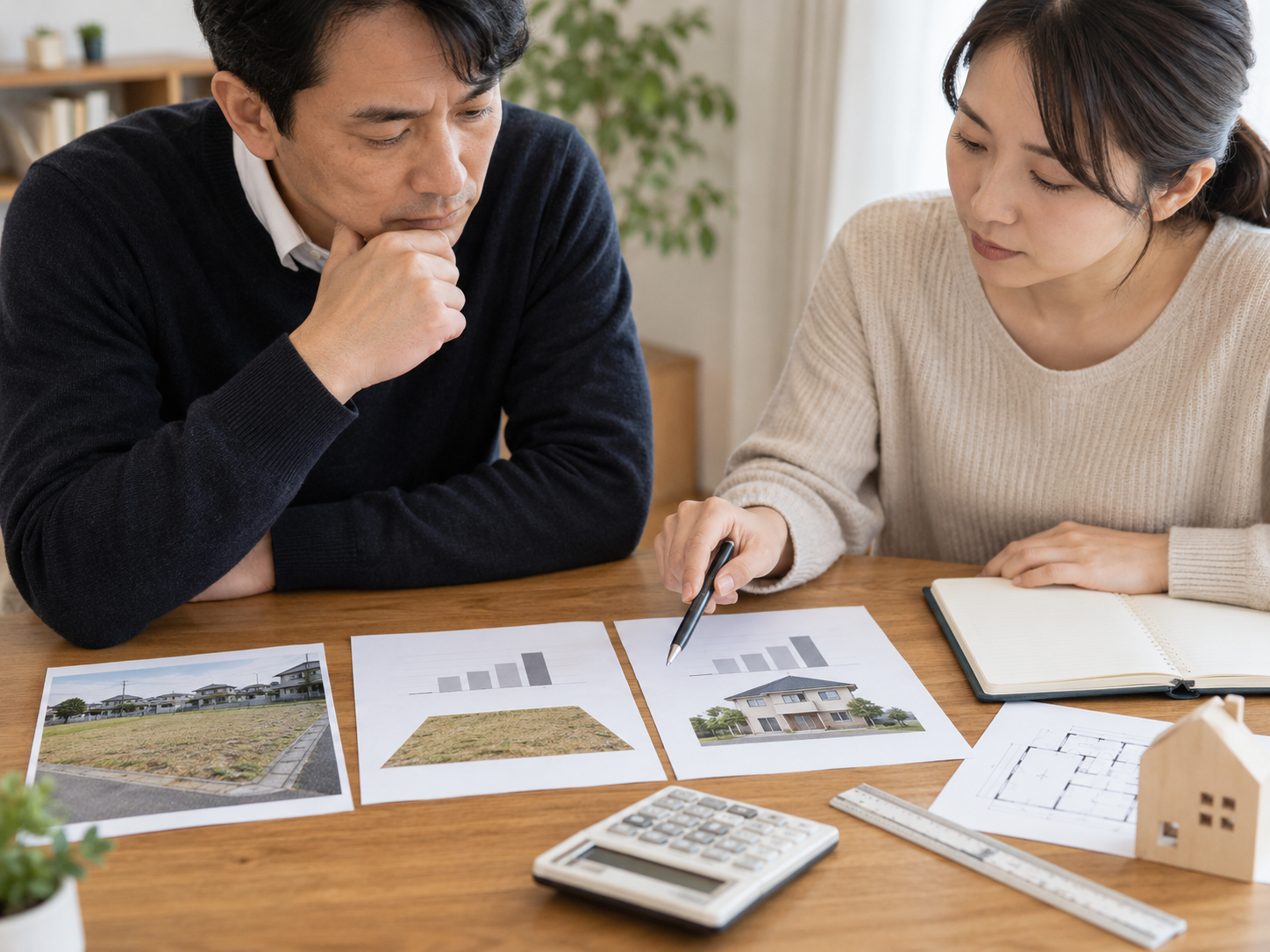 相続不動産の土地と建物の取得費を分けて計算するイメージ
