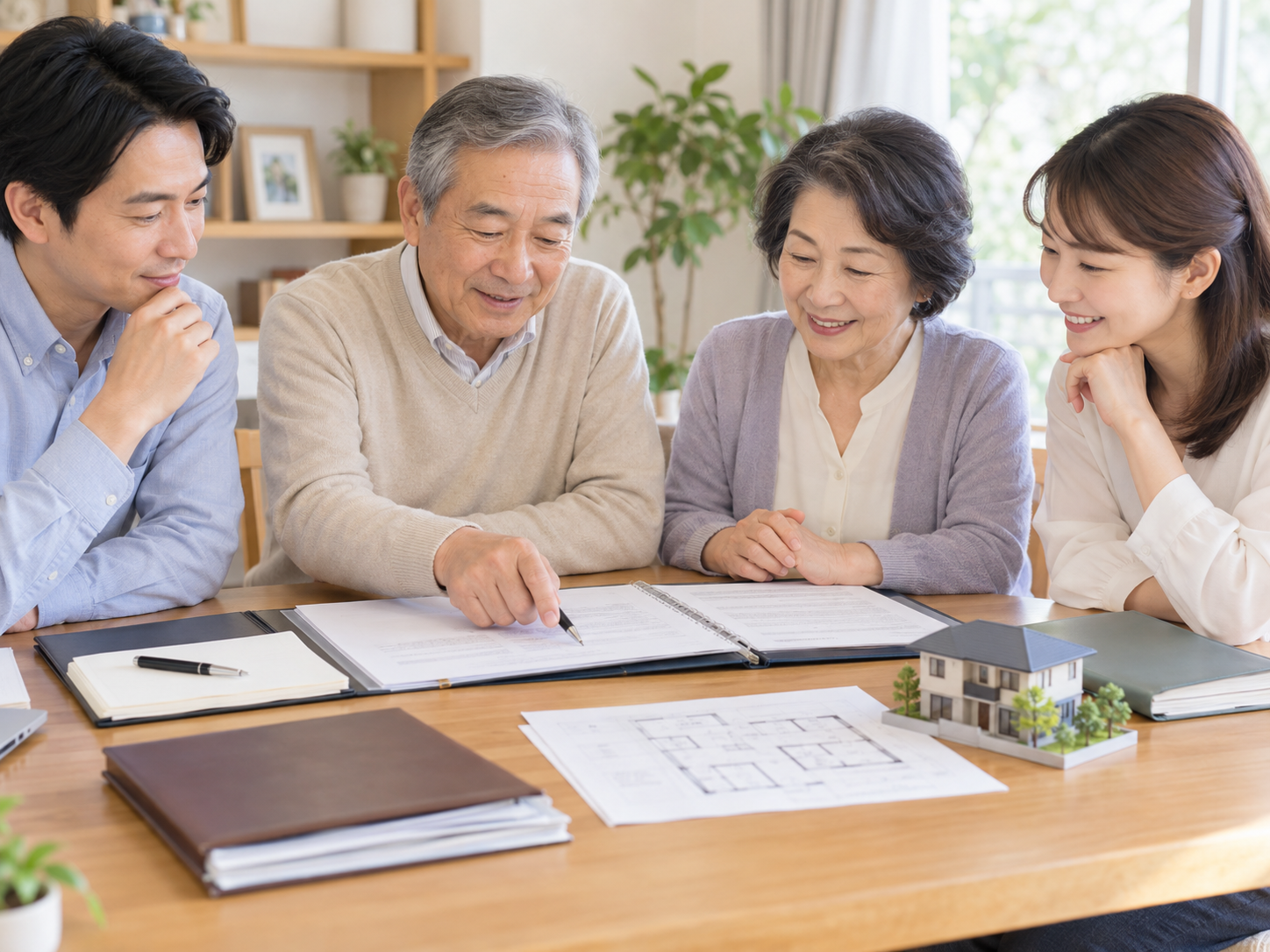認知症になる前の相続対策として家族が遺言や不動産資料を確認するイメージ