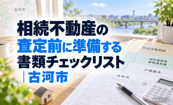 相続不動産の査定前に準備する書類チェックリスト｜古河市。説明用の生成イメージで、実在の物件や相談事例を示すものではありません。