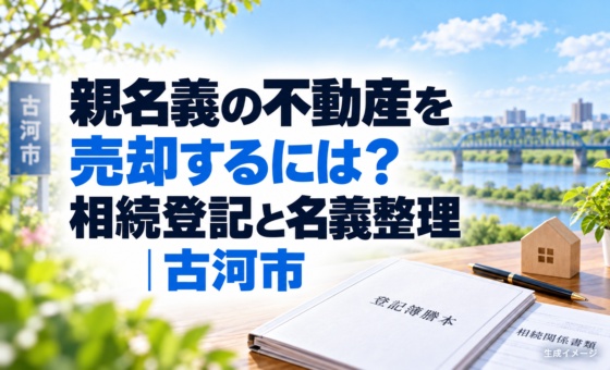 親名義の不動産を売却するには？相続登記と名義整理｜古河市。説明用の生成イメージで、実在の物件や相談事例を示すものではありません。