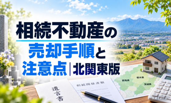 相続不動産の売却手順と注意点｜北関東版。説明用の生成イメージで、実在の物件や相談事例を示すものではありません。