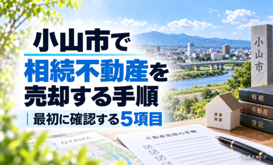 小山市で相続不動産を売却する手順｜最初に確認する5項目。説明用の生成イメージで、実在の物件や相談事例を示すものではありません。