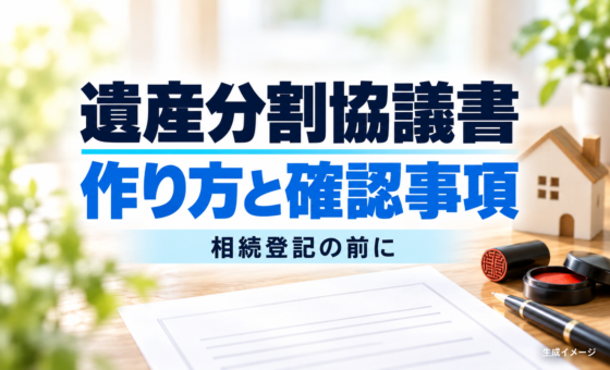 不動産の遺産分割協議書の作り方｜相続登記前の確認事項。説明用の生成イメージです。