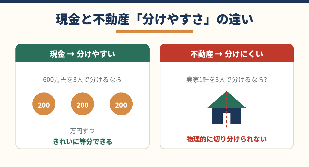 不動産の遺産分割が現金より難しい理由